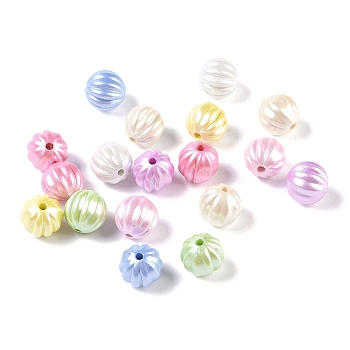 Plating Opaque Acrylic Beads, Pumpkin, Pearlized, Mixed Color, 10x10.5x11mm, Hole: 2mm, about 680pcs/500g