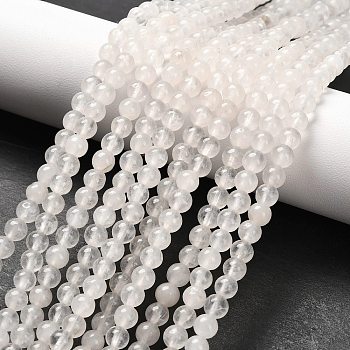 Natural White Jade Round Bead Strands, 4mm, Hole: 1mm, about 85~90pcs/strand, 15 inch
