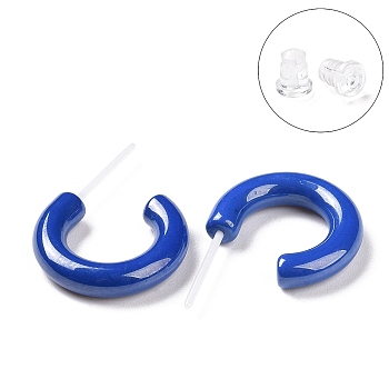 Hypoallergenic Bioceramics Zirconia Ceramic Ring Stud Earrings, Half Hoop Earrings, No Fading and Nickel Free, Royal Blue, 15x3.5x13.5mm