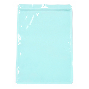 Macaron Color Plastic Yin-yang Zip Lock Bags, Resealable Bags, Self Seal Bags, Top Seal, Rectangle, Pale Turquoise, 25.9x17.9x0.15cm, Unilateral Thickness: 2 Mil(0.05mm)