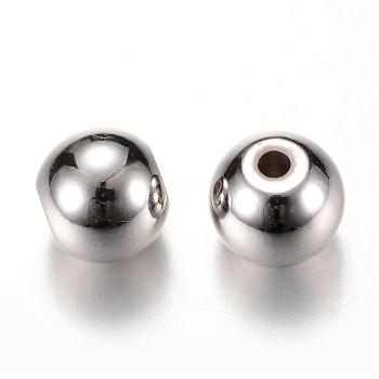 Brass Spacer Beads, Round, Platinum, 5x4.5mm, Hole: 1.5mm