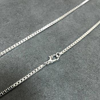 Brass Box Chain Necklaces, with Lobster Claw Clasps, Silver Color Plated, 24 inch, 2mm
