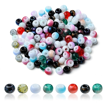 6/0 Glass Seed Beads, Round Hole, Rondelle, Mixed Color, 4~4.5x3~4mm, Hole: 0.8~1.5mm, 10g/box
