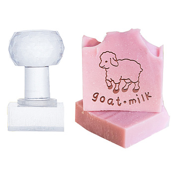 Clear Acrylic Soap Stamps with Big Handles, DIY Soap Molds Supplies, Goat, 60x38x35mm, pattern: 35x32mm