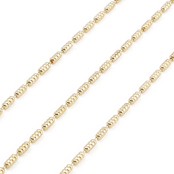 Brass Column Ball Chains, Unwelded, with Spool, Real 18K Gold Plated, 4x2mm