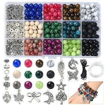 DIY Natural & Synthetic Mixed Gemstone Stretch Bracelets Making Kit, 8~8.5mm, Hole: 1~1.2mm