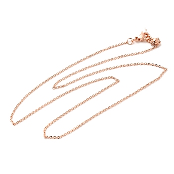 1mm Rack Plating Brass Cable Chain Adjustable Slider Necklaces for Women Men, Cadmium Free & Lead Free, 901 Stainless Steel Clasp, Long-Lasting Plated, Rose Gold, 19.69 inch(50cm)