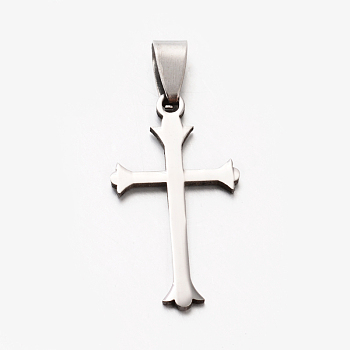 Tarnish Resistant Cool Boy 201 Stainless Steel Cross Pendants, Stainless Steel Color, 33x18x1.5mm, Hole: 3x9mm