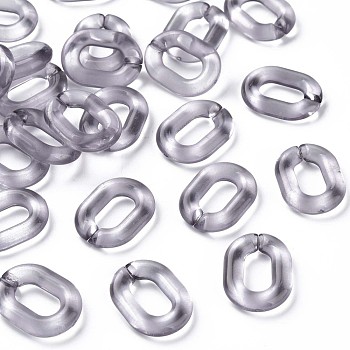 Transparent Acrylic Linking Rings, Quick Link Connectors, for Cable Chains Making, Oval, Dark Gray, 24x18x5mm, Inner Diameter: 13x7mm, about 403pcs/500g