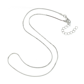 Brass Square Snake Chain Necklace for Men Women, Platinum, 18.5 inch(47.2cm)