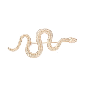 Alloy Snake Brooch Pin, Badge for Backpack Clothes, Light Gold, 72x28x9mm