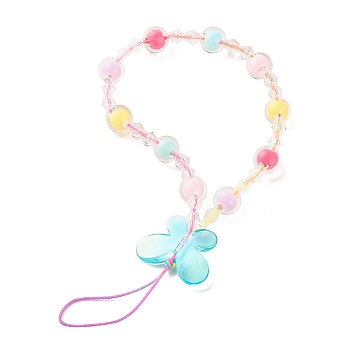 Transparent Acrylic Beads Mobile Straps, with Nylon Thread, Butterfly, Colorful, 17.5cm