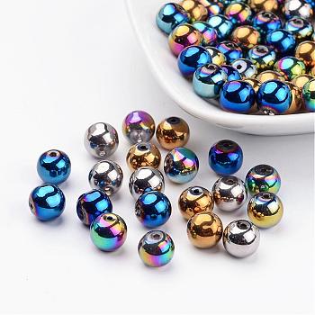 Carnival Celebrations, Mardi Gras Beads, Electroplate Glass Beads, Round, Mixed Color, 8mm, Hole: 1mm
