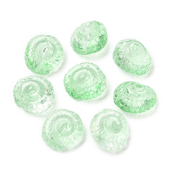 Transparent Glass Beads, Conch, Pale Green, 13x14x9mm, Hole: 1mm