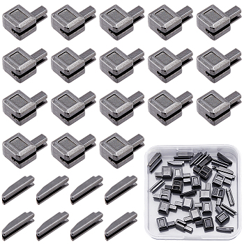 22 Sets Clothing Accessories, Zinc Alloy Zipper Repair Accessories Insert Box and Pin Fix Retainer, Gunmetal, 13x9x6mm, Pin: 13x3.5x3mm