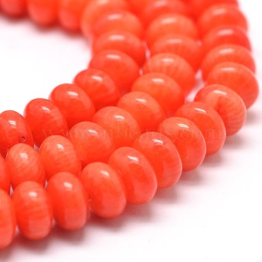 7mm OrangeRed Abacus White Coral Beads