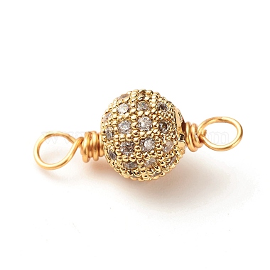 Real 18K Gold Plated Clear Round Brass+Cubic Zirconia Links