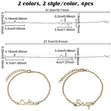 4Pcs 4 Style Word Soap & Lotion Link Bracelets Set for Women(BJEW-OC0001-04)-5