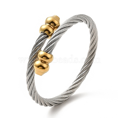 304 bracelet manchette ouvert en corde torsadée en acier inoxydable(BJEW-P283-50)-4