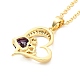 Cubic Zirconia Heart with Word Love Pendant Necklace(NJEW-F293-02A-G)-3
