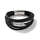 Men's Braided Black PU Leather Cord Multi-Strand Bracelets(BJEW-K243-21P)-1