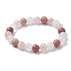 Bracelets extensibles en perles rondes avec pierres précieuses naturelles mélangées pour femmes(BJEW-JB10086-04)-1