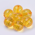 Transparent Acrylic Beads, Faceted, Round, Orange, 8x8mm, Hole: 1.5mm, about 1770pcs/500g(TACR-Q254-8mm-V24)