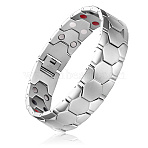 Stainless Steel Panther Chain Watch Band Bracelets, with Watch Band Clasps, Stainless Steel Color, 9 inch(23cm)(JB673A)