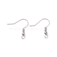 Tarnish Resistant 316 Surgical Stainless Steel Earring Hooks, Ear Wire, with Horizontal Loop, Stainless Steel Color, 20mm, Hole: 1.8mm, 22 Gauge, Pin: 0.6mm(X-STAS-M288-06P-B)