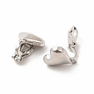 Alloy Clip-on Earring Findings, with Horizontal Loops, Heart, Platinum, 16x14x9.5mm, Hole: 1.2mm(PALLOY-M208-07P)