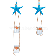 PandaHall Elite 2Pcs 2 Style  Wall Hanging Decorate, with Resin Star, Hemp Cord & Glass Bottle, Deep Sky Blue, 560mm, 1pc/style(HJEW-PH0001-12)