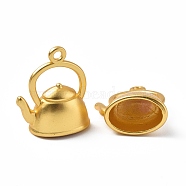 Rack Plating Alloy Pendants, Cadmium Free & Lead Free & Nickle Free, Teapot Charms, Matte Gold Color, 21x16.5x9.5mm, Hole: 1.7mm(PALLOY-I215-02G)