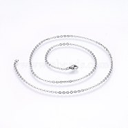 304 Stainless Steel Cable Chains Necklaces, with Lobster Claw Clasps, Stainless Steel Color, 17.7 inch(45cm), 2mm(NJEW-F226-04P-06)