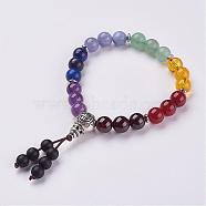 Natural Gemstone Stretch Bracelets, with Tibetan Style Alloy Findings, 2-1/4 inch(57mm)(BJEW-JB02889)