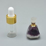 Faceted Natural Jade Openable Perfume Bottle Pendants, with Brass Findings and Glass Essential Oil Bottles, 33~37x18~22mm, Hole: 0.8mm, Glass Bottle Capacity: 3ml(0.101 fl. oz), Gemstone Capacity: 1ml(0.03 fl. oz)(G-E556-11H)