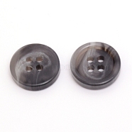 4-Hole Resin Buttons, Flat Round, Gray, 24L, 15x3.5mm, Hole: 2mm(BUTT-WH0018-01A-01)