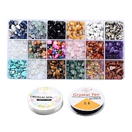 DIY Necklace/Bracelet Jewelry Sets Kits, with Mixed Gemstone Chip Beads and Elastic Crystal Thread, Mixed Color, 4~10x4~8mm, Hole: 1mm, 18 Compartments(DIY-YW0001-77)