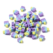 Handmade Polymer Clay Beads, Ice Cream, Medium Purple, 9x7x4mm, Hole: 1.6mm(CLAY-H005-18A-02)