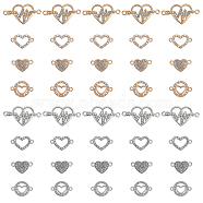 40Pcs 8 Styles Zinc Alloy Connector Charms, with Crystal Rhinestone, Heartbeat Love & Heart Links, Platinum & Light Gold, 29.5x15.5x2.5mm, Hole: 1.6mm, 5pcs/style(PALLOY-CA0002-45)