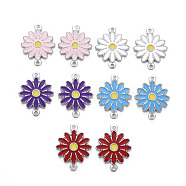 304 Stainless Steel Enamel Links Connectors, Stainless Steel Color, Flower, Mixed Color, 21x15.5x2mm, Hole: 1.4mm(STAS-Q241-019)