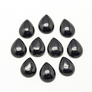 Natural Black Stone Cabochons, teardrop, 17~18x12~13x5mm(X-G-R417-13x18-46)