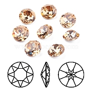 Pointed Back & Back Plated K9 Glass Rhinestone Cabochons, Grade A, Faceted, Flat Round, Light Colorado Topaz, 10x5mm(RGLA-J012-10mm-246)