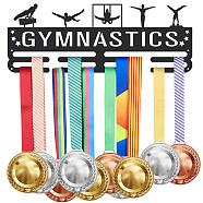 Iron Medal Holder Frame, Medals Display Hanger Rack, 2 Lines, with Screws, Rectangle with Word Gymnastics, Sports Themed Pattern, 150x400mm(ODIS-WH0022-027)