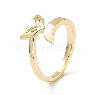 Brass Open Cuff Rings for Women, Fox Shape, Golden, Inner Diameter: 17.8mm(RJEW-A028-04G)