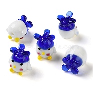 Handmade Lampwork Beads Strands, Chick, Medium Blue, 16~17x17~17.5x14~14.5mm, Hole: 2.2mm, about 30pcs/strand, 18.50''~18.90''(47~48cm)(LAMP-Z007-02B)