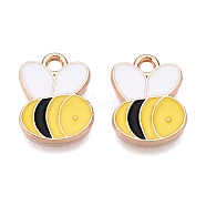 Alloy Enamel Charms, Lead Free & Cadmium Free, Bees Charm, Golden, Yellow, 14x10.5x1mm, Hole: 1.8mm(ENAM-T020-87)