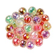 Two Tone UV Plating Rainbow Iridescent Acrylic Beads, Faceted, Round, Mixed Color, 15x15.5mm, Hole: 3.8mm(TACR-D010-06)