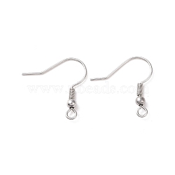 Tarnish Resistant 316 Surgical Stainless Steel Earring Hooks, Ear Wire, with Horizontal Loop, Stainless Steel Color, 20mm, Hole: 1.8mm, 22 Gauge, Pin: 0.6mm(X-STAS-M288-06P-B)