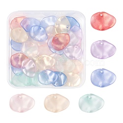 40Pcs Transparent Spray Painted Glass Pendants, Frosted, Petal, Mixed Color, 15x20x4mm, Hole: 1.4mm(GLAA-FS0001-15)
