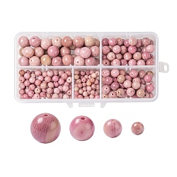 340Pcs 4 Sizes Natural Rhodonite Beads, Round, 4mm/6mm/8mm/10mm, Hole: 0.8~1mm(G-LS0001-26)